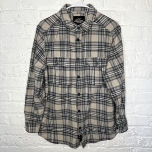 Thorogood Flannel Shirt Mens Medium Gray Plaid Long Sleeve Button Dixxon